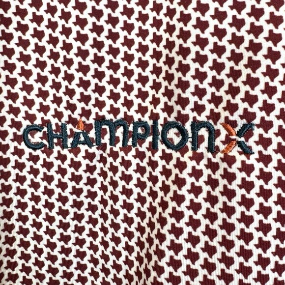 Rhoback Polo Shirt Mens Medium M Red Texas Flag Print Golf Performance - Picture 4 of 6